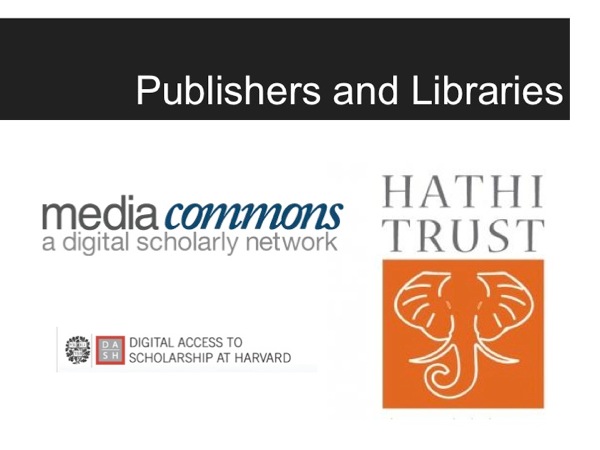 Slide09.jpg Logos for some digital publishers and libraries, including MediaCommons and Hathi Trust