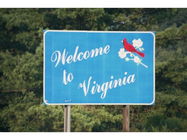 Slide55.jpg Photograph of a sign that reads *Welcome to Virginia*