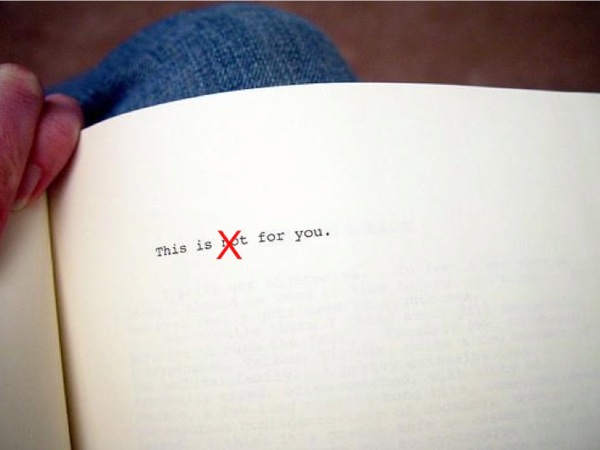 Slide57.jpg Photograph of the dedicatory page of House of Leaves, with the *not* crossed out