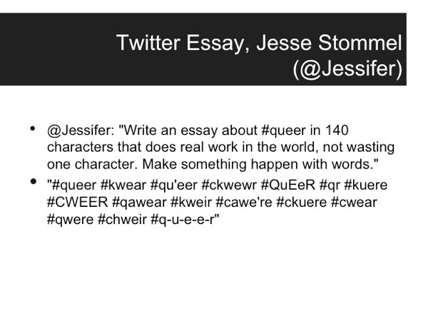 Slide65.jpg Two tweets about a Twitter essay assignment