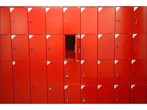 Slide72.jpg Image of red lockers, with one locker open