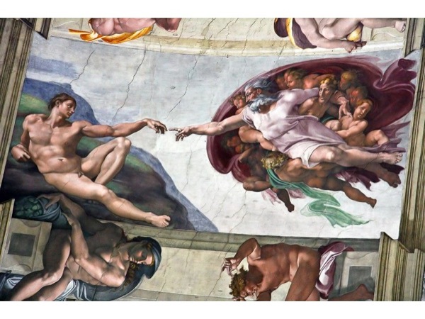 Slide75.jpg Photograph of *The Creation of Adam* from the ceiling of the Sistine Chapel