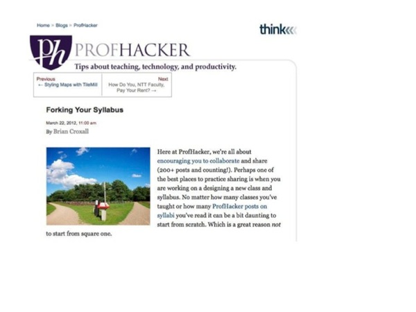 Slide80.jpg Screenshot of a post on ProfHacker about forking syllabi